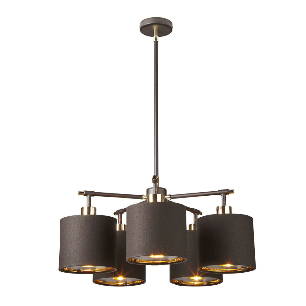 Loops 5 Bulb Chandelier Light Brown Highly Polished Brass Led E27 40W