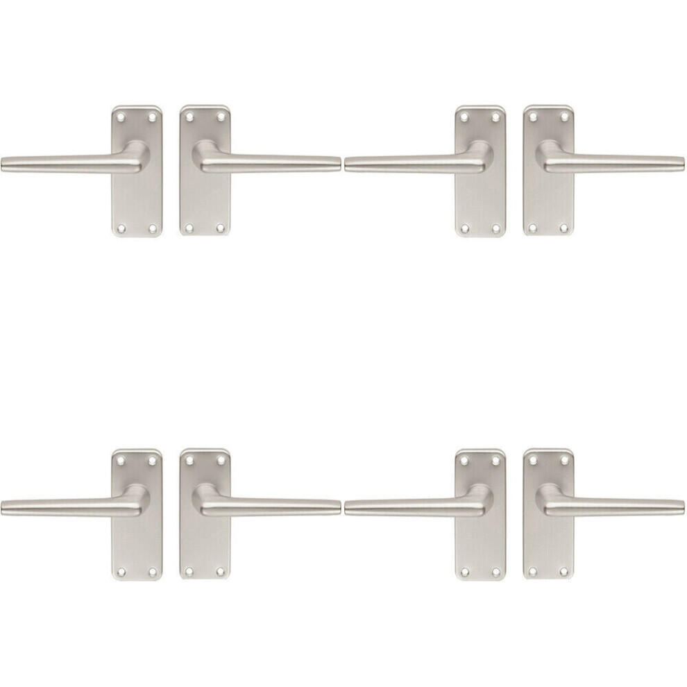 Loops 4X Pair Straight Tapered Handle On Latch Backplate 102 X 41Mm Satin Aluminium