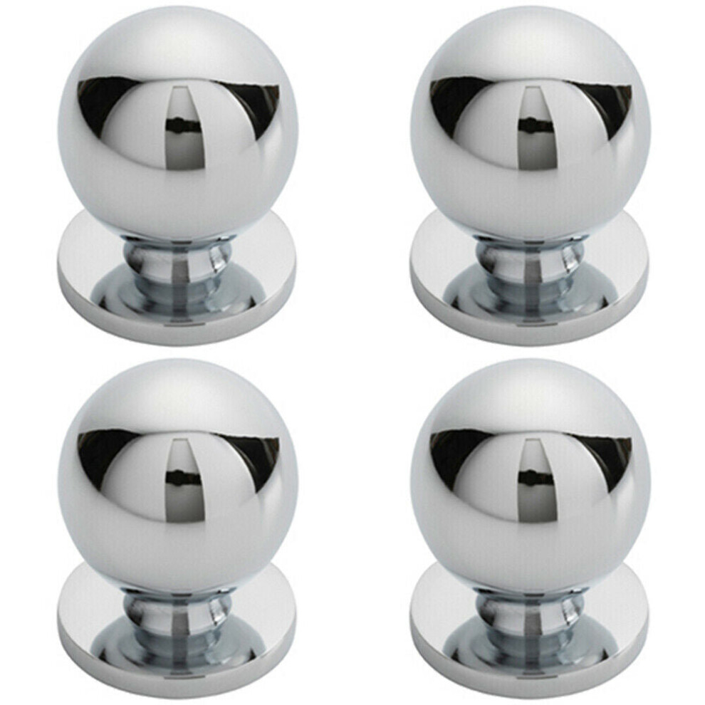 4x Solid Ball Cupboard Door Knob 25mm Diameter Polished Chrome Cabinet Handle