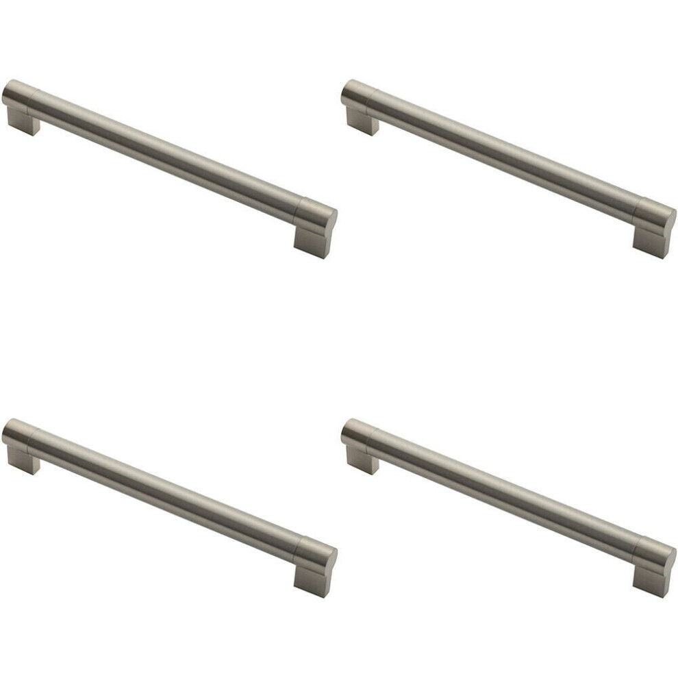 4x Keyhole Bar Pull Handle 280 x 22mm 256mm Fixing Centres Satin Nickel & Steel