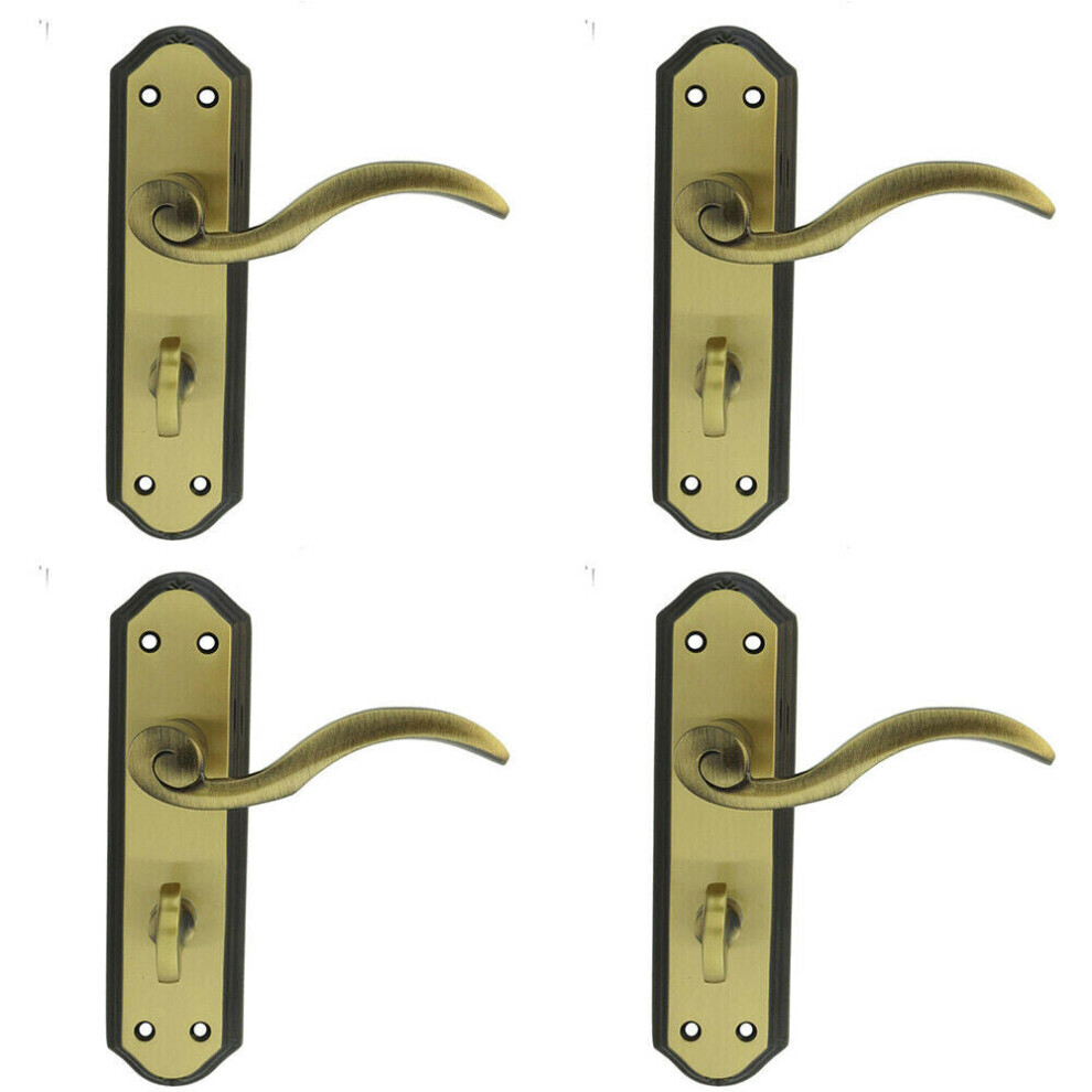 4X Pair Spiral Sculpted Lever On Bathroom Backplate 180 X 48Mm Florentine Bronze 5056524210871