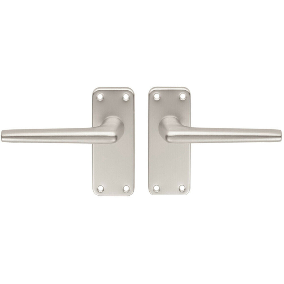 Loops Pair Straight Tapered Handle On Latch Backplate 102 X 41Mm Satin Aluminium