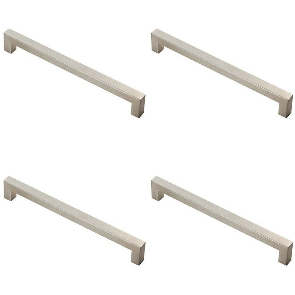 Loops 4X Square Linear Block Pull Handle 206 X 14Mm 192Mm Fixing Centres Satin Steel