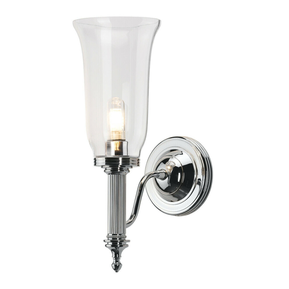 IP44 Wall Light Glass Shade Georgian Style Polished Chrome LED G9 3.5W