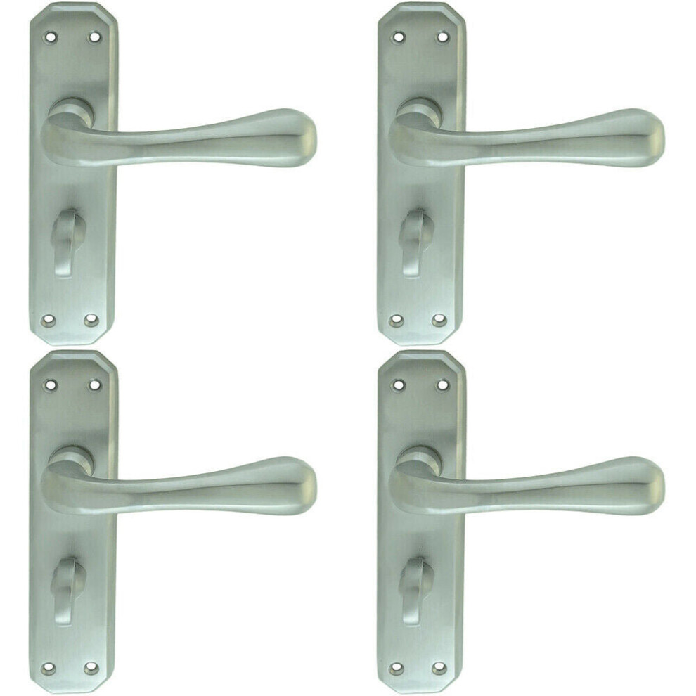 Loops 4X Pair Heavy Duty Handle On Angular Bathroom Backplate 180 X 40Mm Satin Chrome
