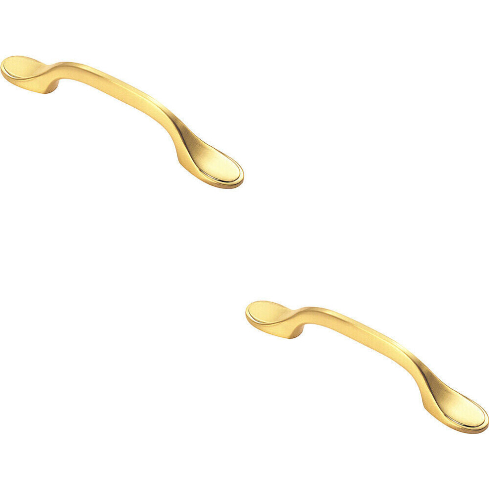 Loops 2X 128Mm Shaker Style Cabinet Pull Handle 76Mm Fixing Centres Satin Brass