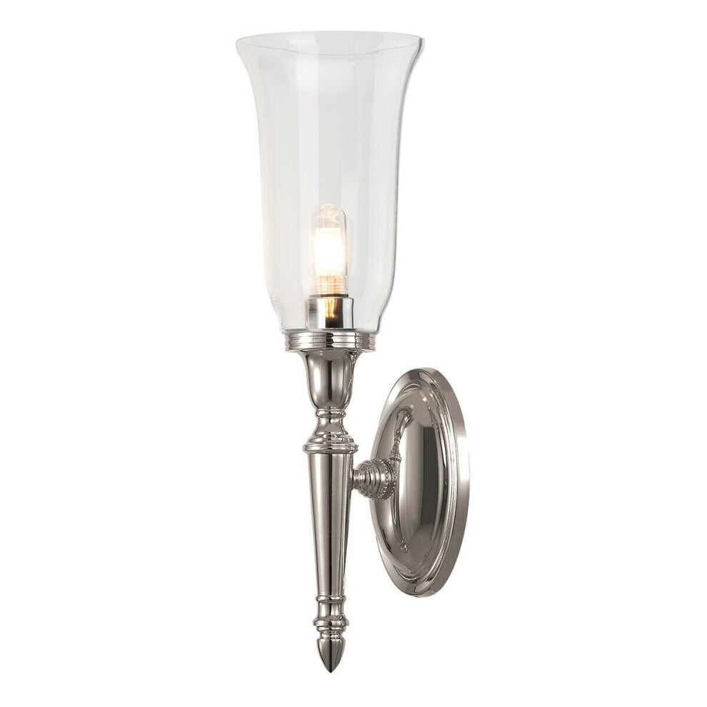 Loops Ip44 Wall Tall Clear Glass Shade Led Included Polished Nickel Led G9 3.5W Light