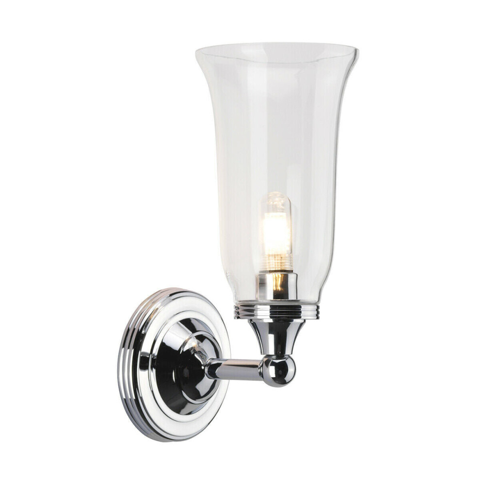 IP44 Wall Light Tall Glass Shade & Chrome Polished Chrome LED G9 3.5W