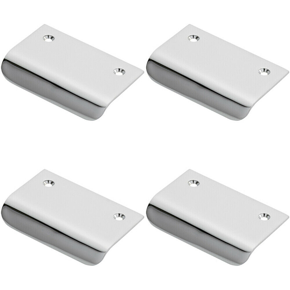 Loops 4X Semi Concealed Cabinet Finger Pull Handle 52Mm Fixing Centres Polished Chrome