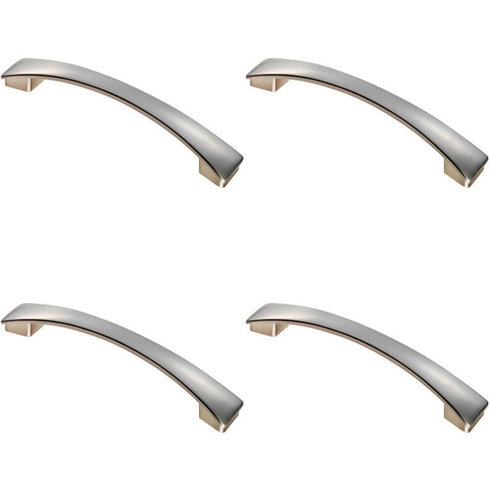 4X Curved Bow Pull Handle 183 X 26Mm 160Mm Fixing Centres Satin Nickel 5056524203156