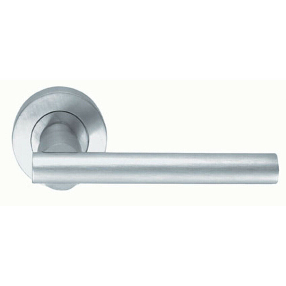 PAIR Round Recessed Bar Handle on Round Rose Concealed Fix Satin Chrome