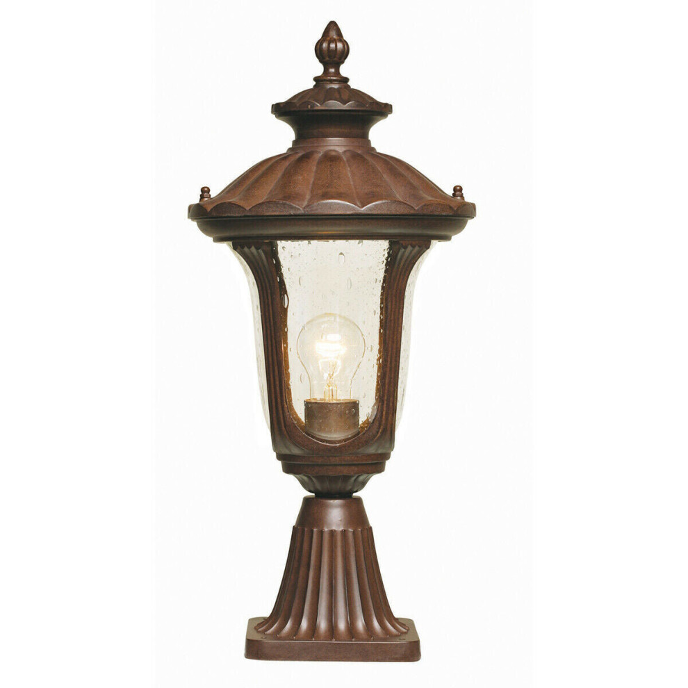 Loops Outdoor Ip44 1 Bulb Wall Ground Pedestal Rusty Patina Led E27 100W Bronze