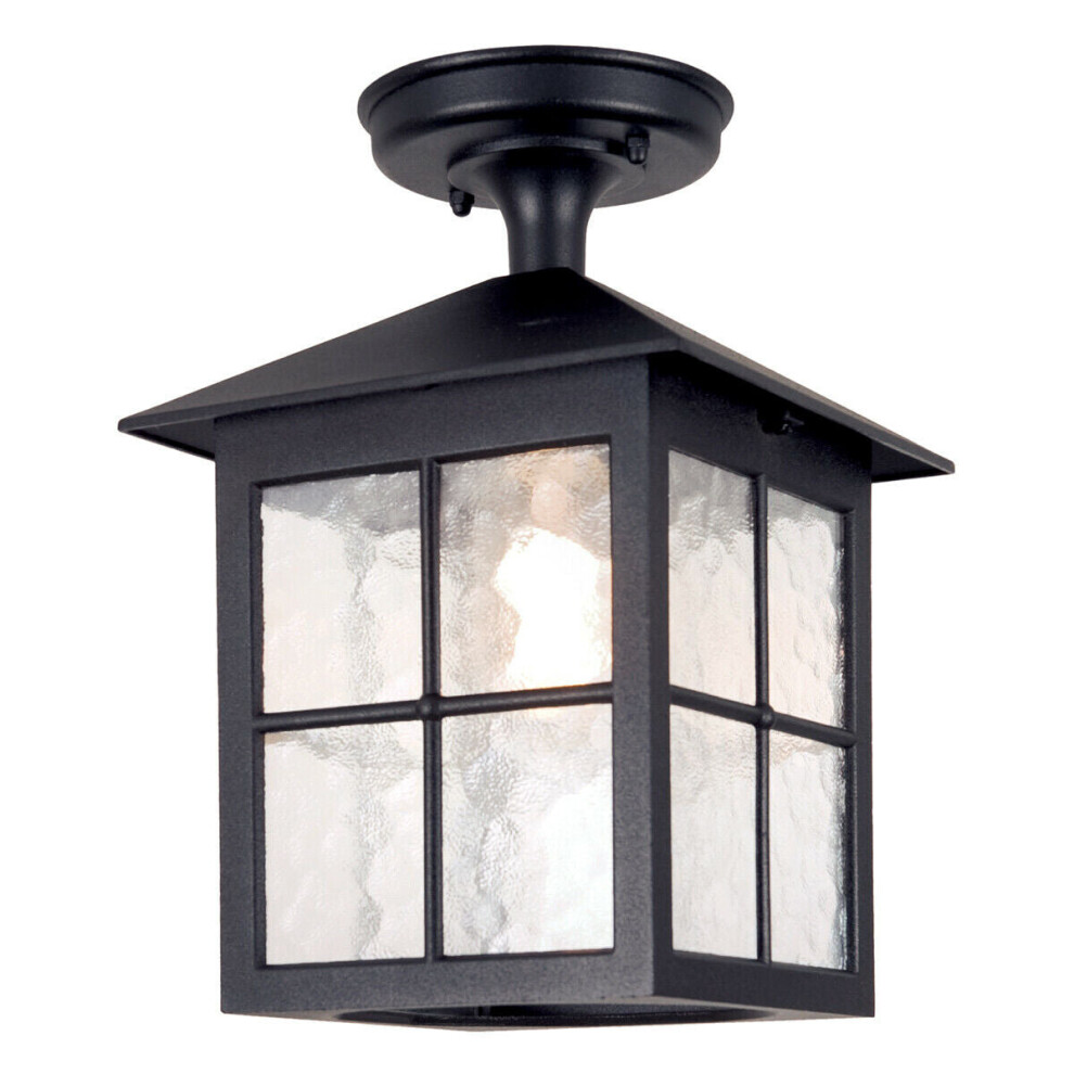 Loops Ip43 1 Bulb Semi Flush Light Black Led E27 100W Bulb Outside External