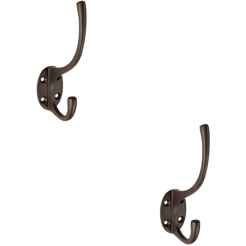 2X Victorian Hat & Coat Hook On Oval Backplate 64Mm Projection Matt Bronze 5056492588330