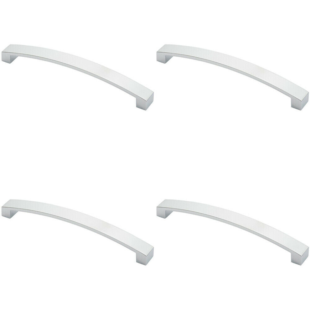 Loops 4X Flat Curved Bow Pull Handle 238 X 25Mm 224Mm Fixing Centres Polished Chrome
