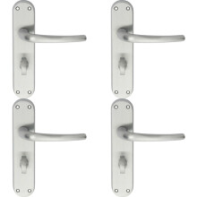 4x PAIR Slim Round Bar Lever on Shaped Bathroom Backplate 185 x 40mm Chrome