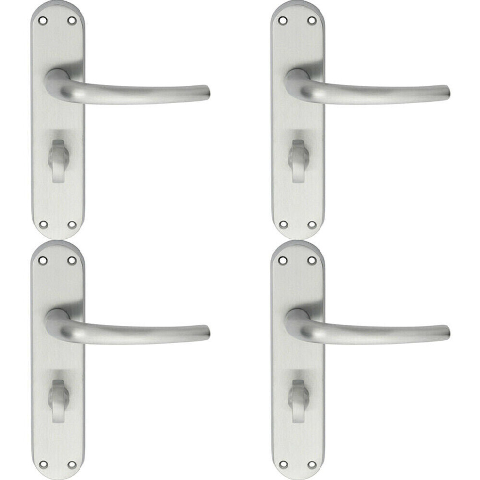 4x PAIR Slim Round Bar Lever on Shaped Bathroom Backplate 185 x 40mm Chrome