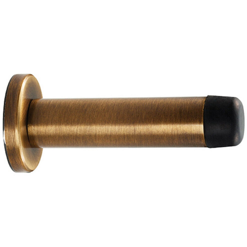 Loops Rubber Tipped Doorstop Cylinder With Rose Wall Mounted 70Mm Antique Brass