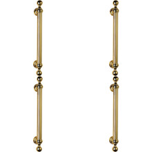 4x Ornate Pull Handle with Reeded Grip 353mm Fixing Centres Polished Brass