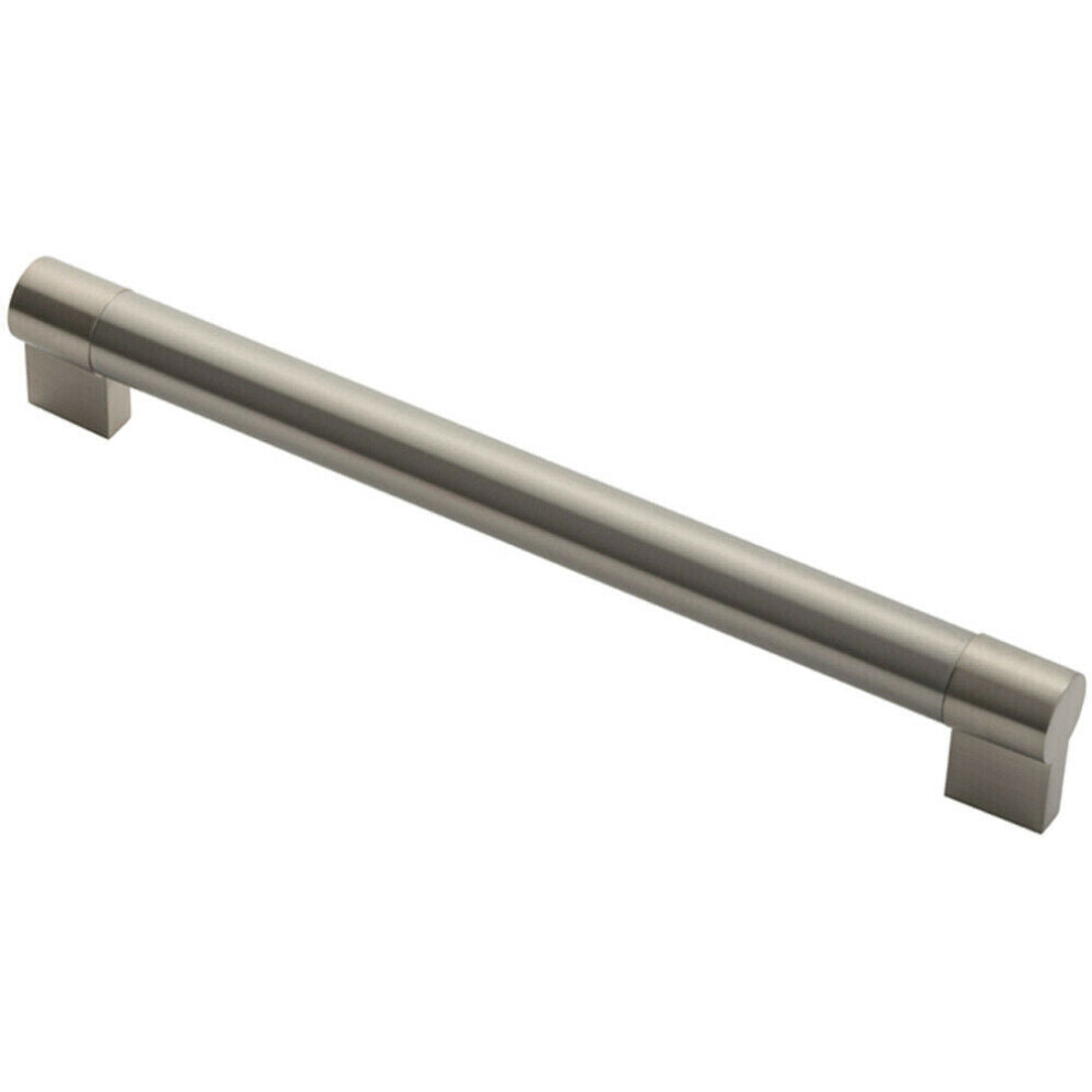 Keyhole Bar Pull Handle 280 x 22mm 256mm Fixing Centres Satin Nickel & Steel