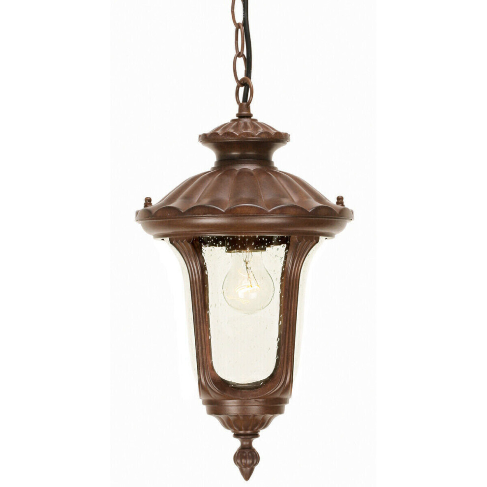 Loops Outdoor Ip44 1 Bulb Chain Lantern Rusty Patina Led E27 100W Bronze