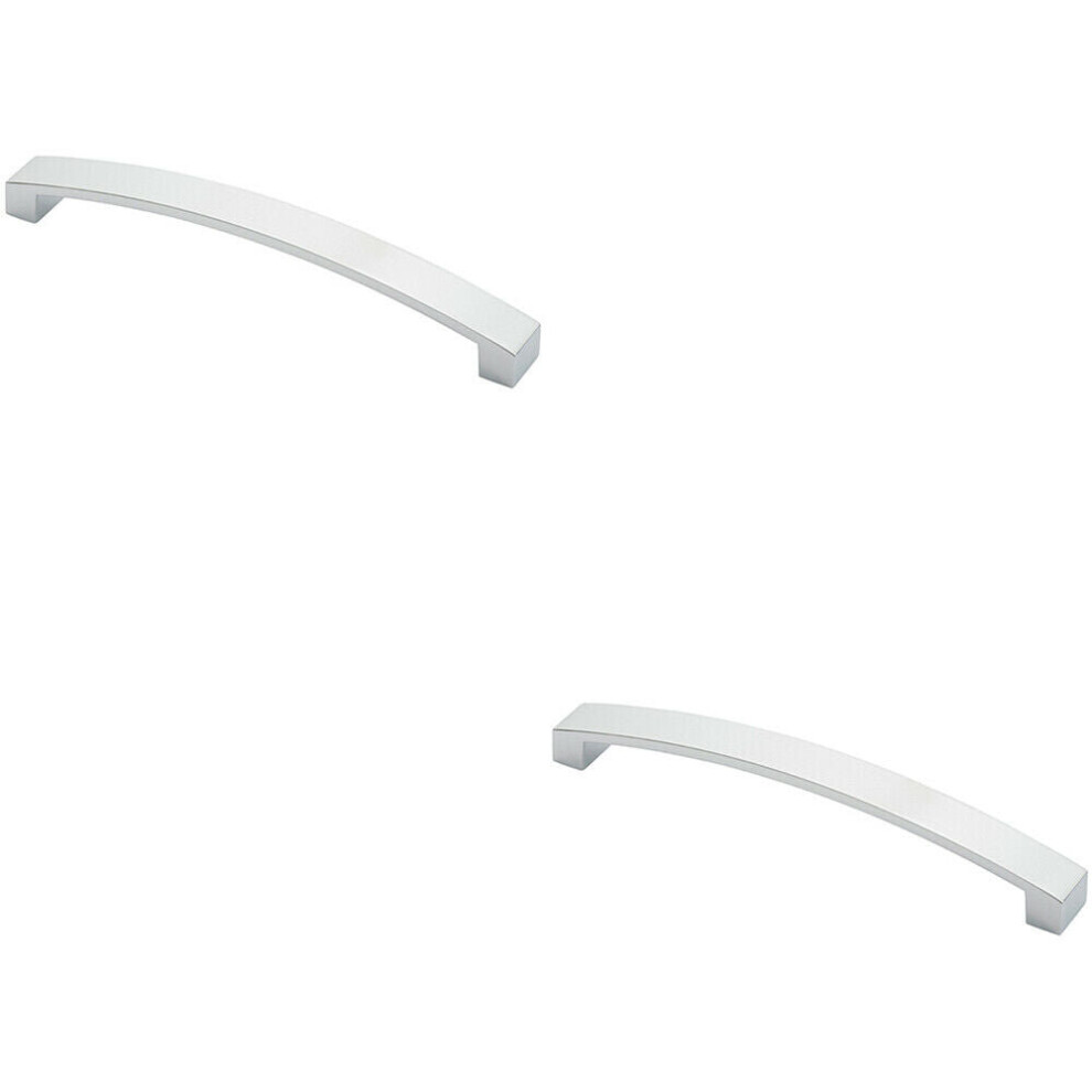 2X Flat Curved Bow Pull Handle 238 X 25Mm 224Mm Fixing Centres Polished Chrome 5056492588378