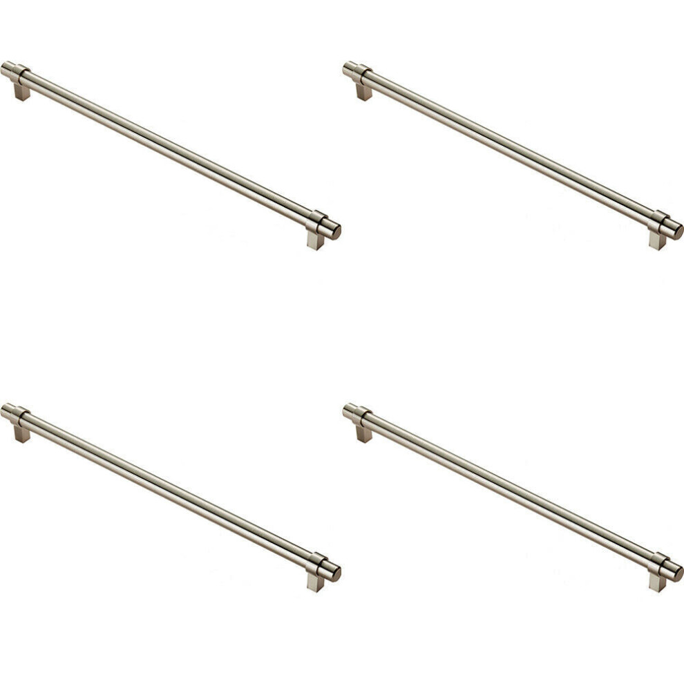 4x Round T Bar Cabinet Pull Handle 360 x 14mm 320mm Fixing Centres Satin Nickel