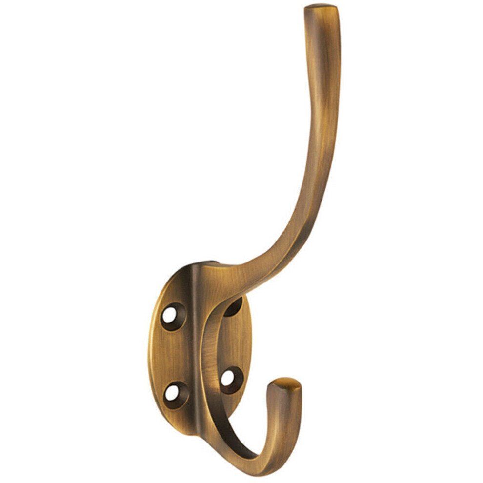 Loops Victorian Hat & Coat Hook On Oval Backplate 64Mm Projection Antique Brass