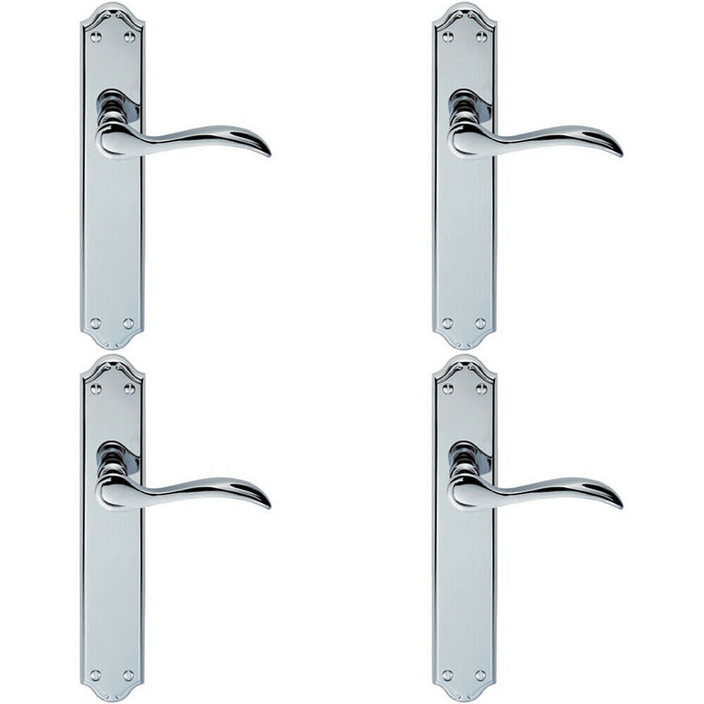 Loops 4X Pair Curved Handle On Long Latch Backplate 245 X 45Mm Polished Chrome
