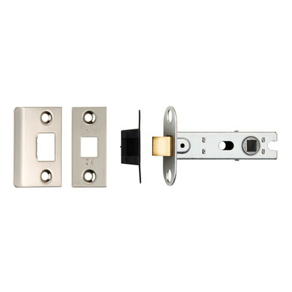 76mm Tubular Mortice Door Latch Bolt Through Square Forends Satin Nickel