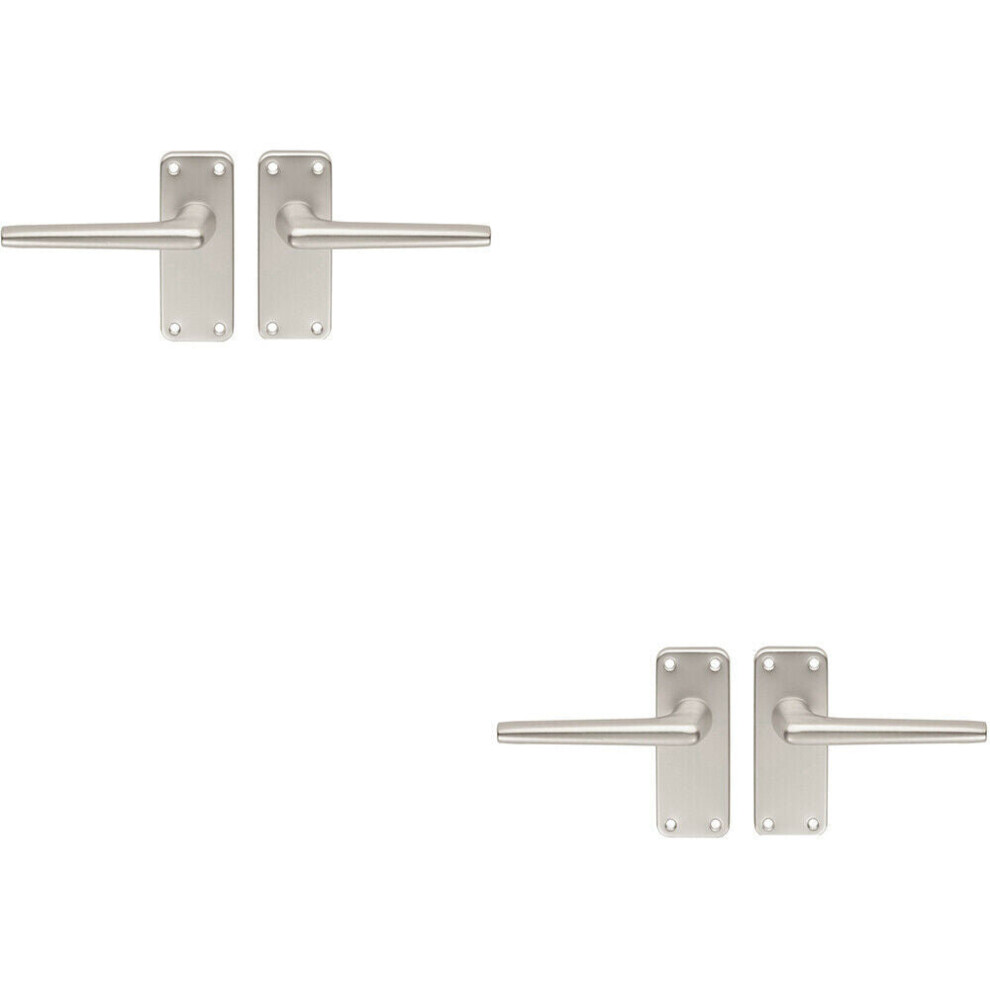 Loops 2X Pair Straight Tapered Handle On Latch Backplate 102 X 41Mm Satin Aluminium