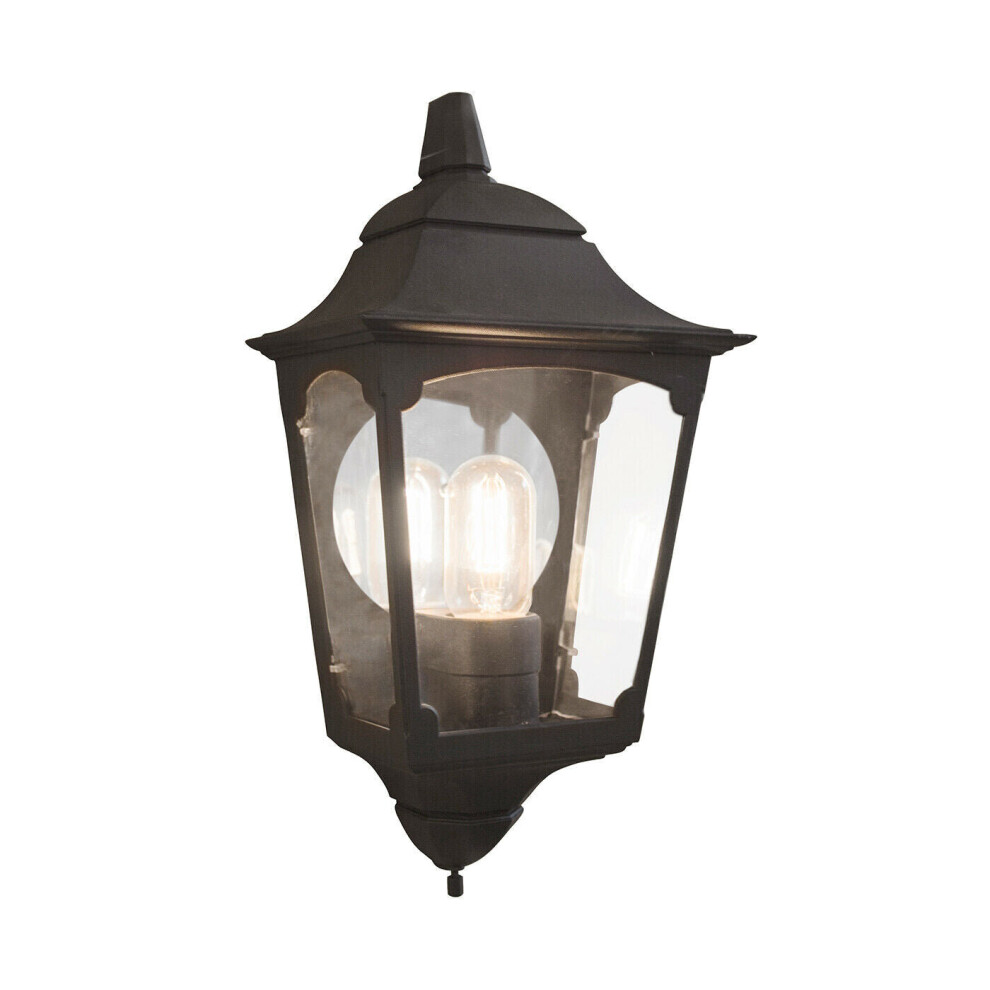 Outdoor IP44 1 Bulb Half Lantern Wall Light Black LED E27 100W