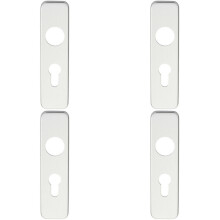 4x PAIR Door Handle Euro Lock Plate for Safety Levers 154 x 40mm Satin Aluminium