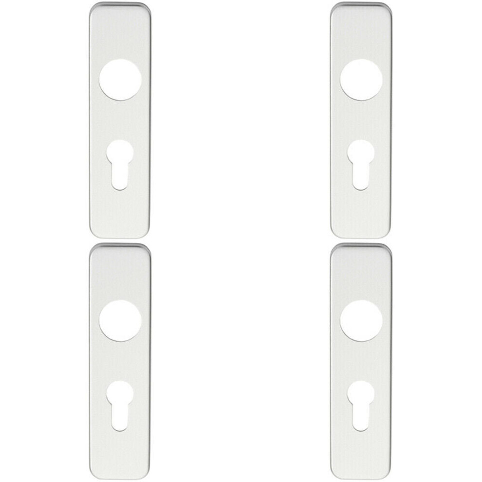 Loops 4X Pair Door Handle Euro Lock Plate For Safety Levers 154 X 40Mm Satin Aluminium
