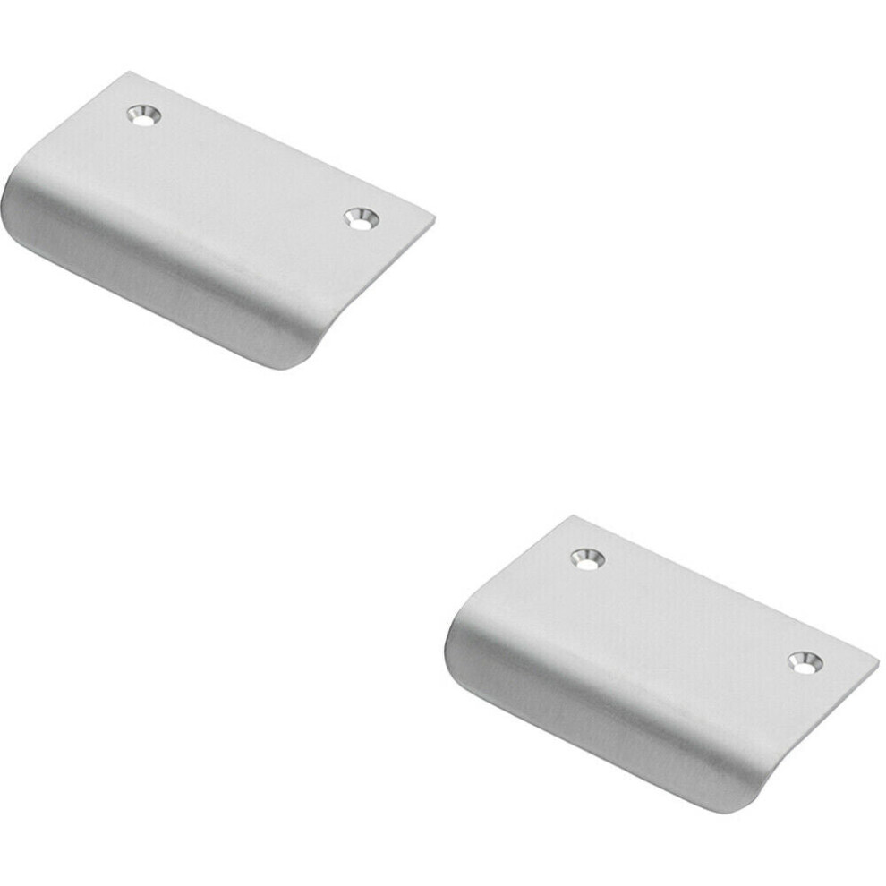 2x Semi Concealed Cabinet Finger Pull Handle 52mm Fixing Centres Satin Chrome-image-OPC-P8WKRRW-NEW