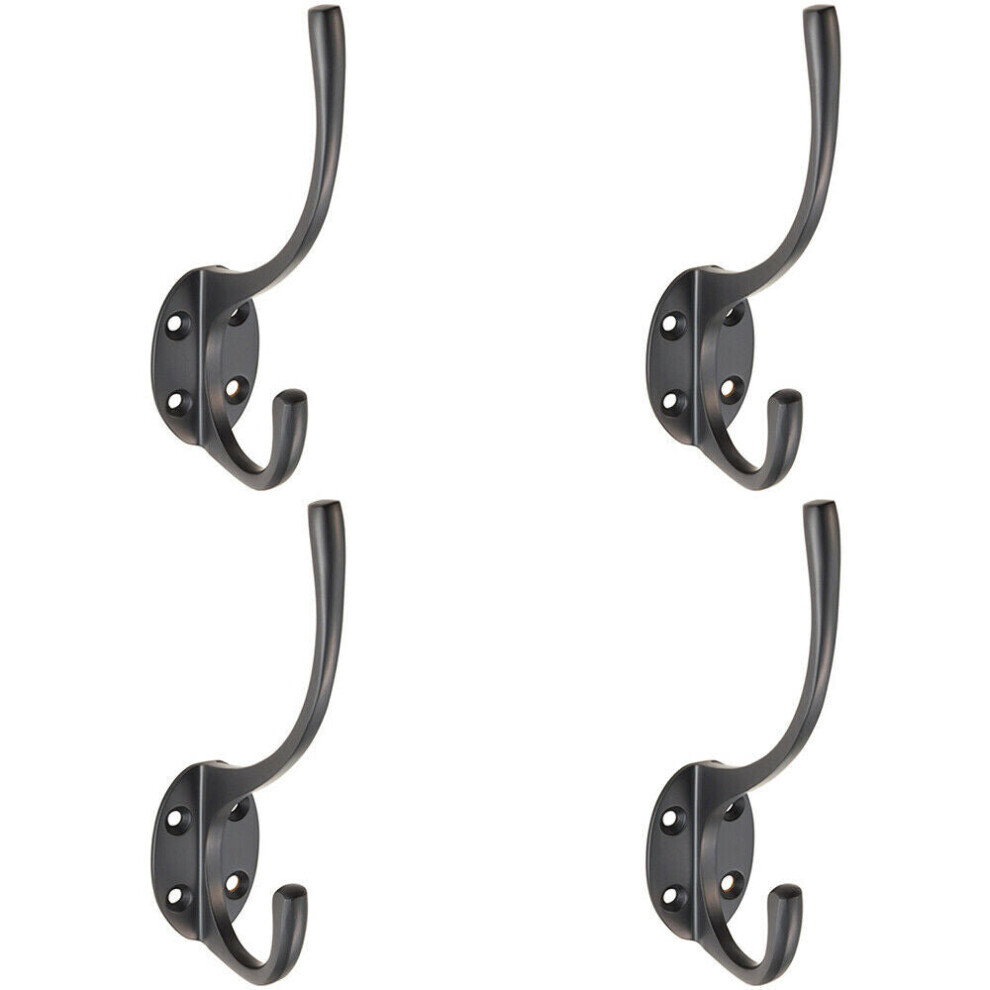Loops 4X Victorian Hat & Coat Hook On Oval Backplate 64Mm Projection Matt Black