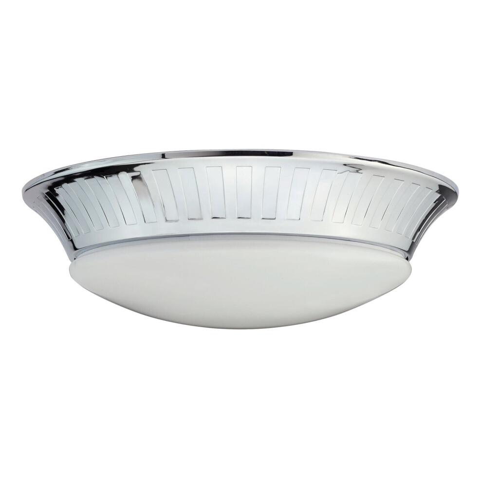 Loops Ip44 1 Bulb Flush Light Opaque Glass Shade Polished Chrome Led Gx53 9W