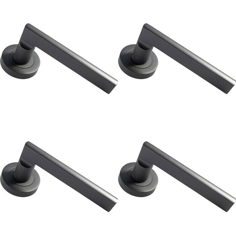 Loops 4X Pair Straight Plinth Mounted Handle On Round Rose Concealed Fix Matt Bronze