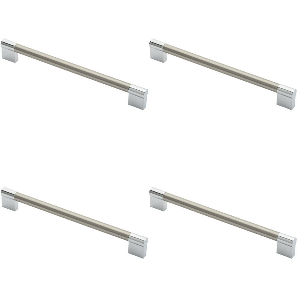 4x Keyhole Bar Pull Handle 236 x 14mm 224mm Fixing Centres Satin Nickel & Chrome