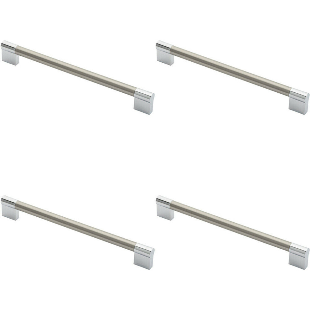4X Keyhole Bar Pull Handle 236 X 14Mm 224Mm Fixing Centres Satin Nickel & Chrome
