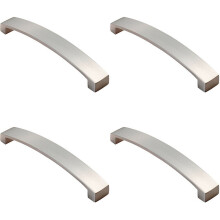 4x Flat Curved Bow Pull Handle 238 x 25mm 224mm Fixing Centres Satin Nickel