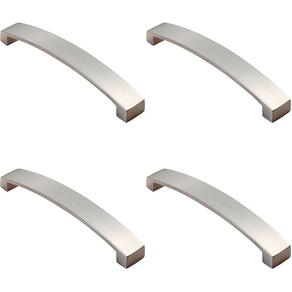 4X Flat Curved Bow Pull Handle 238 X 25Mm 224Mm Fixing Centres Satin Nickel 5056524202975