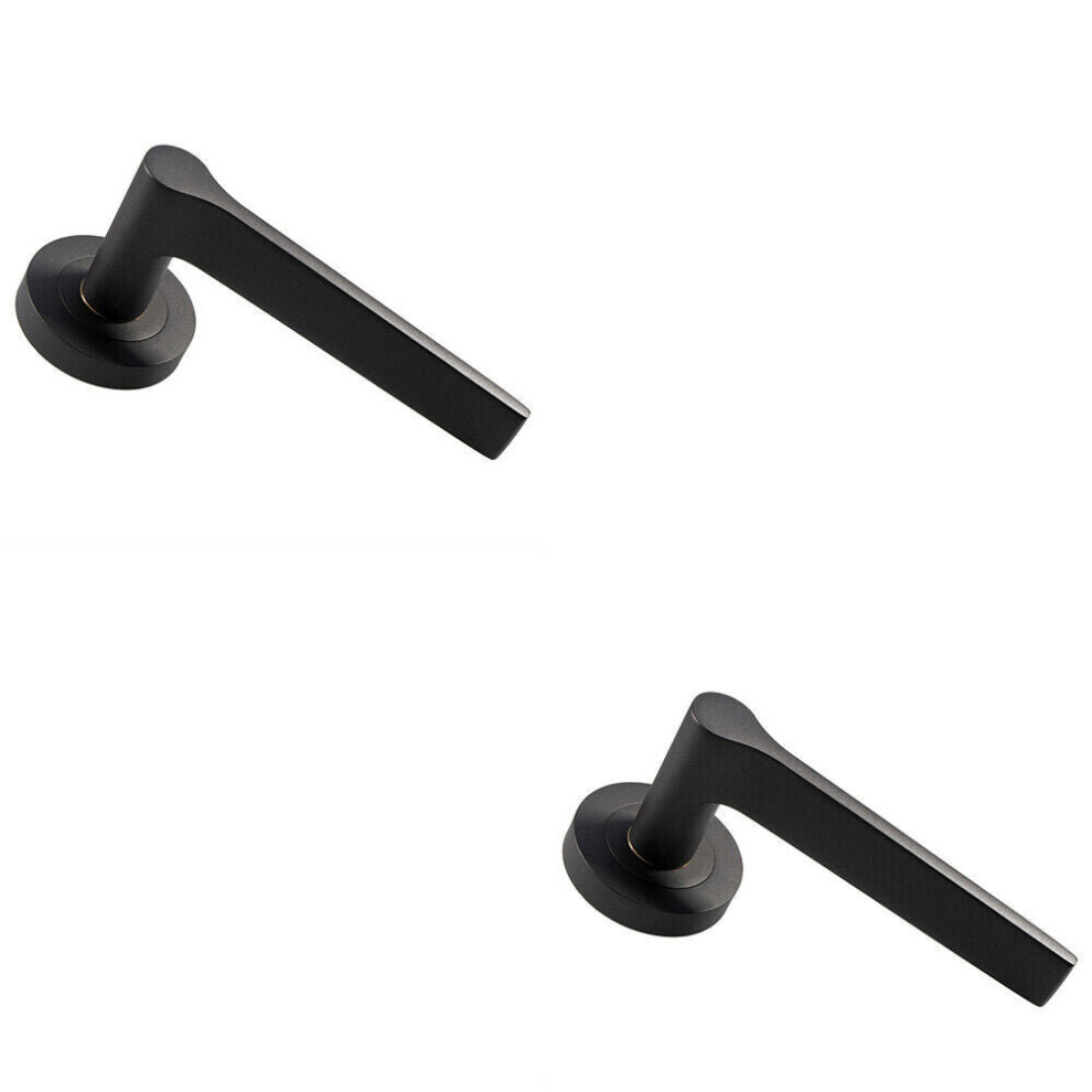 Loops 2X Pair Straight Rounded Handle On Round Rose Concealed Fix Matt Bronze