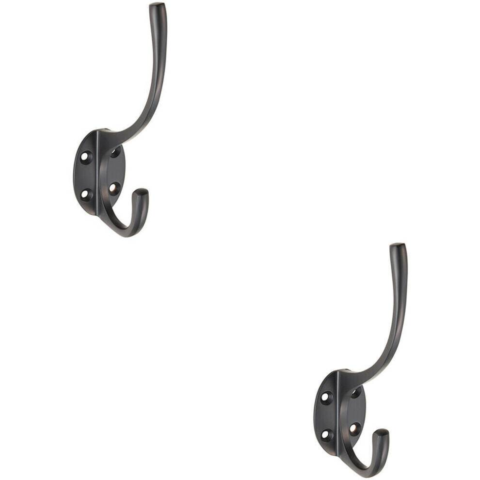 2x Victorian Hat & Coat Hook on Oval Backplate 64mm Projection Matt Black