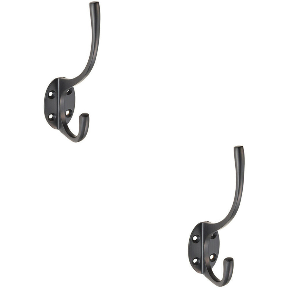 Loops 2X Victorian Hat & Coat Hook On Oval Backplate 64Mm Projection Matt Black