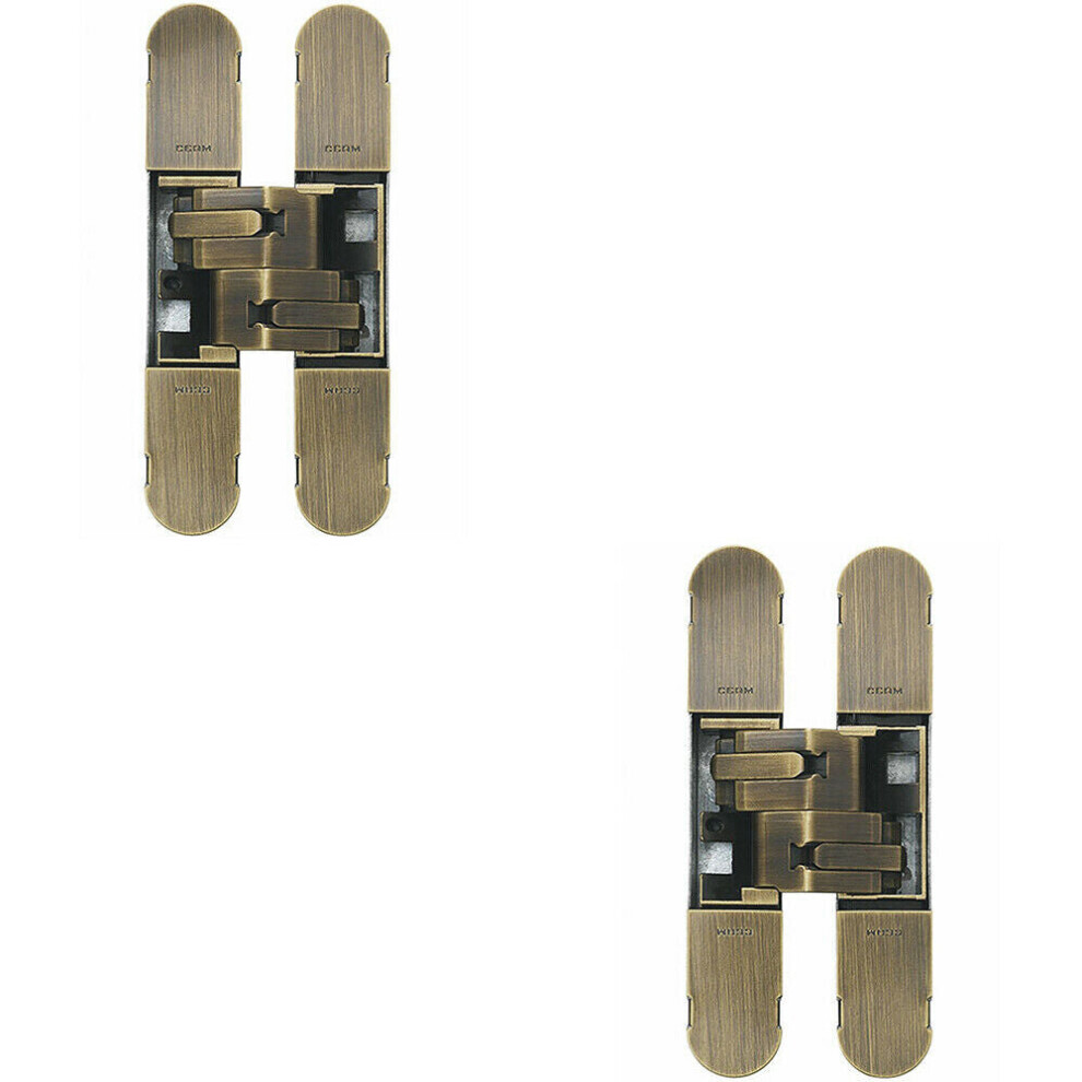 2x 130 x 30mm Concealed Heavy Duty Hinge Fits Unrebated Doors Antique Bronze