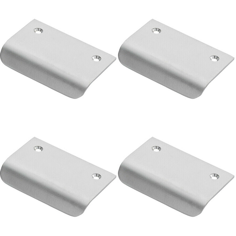 4X Semi Concealed Cabinet Finger Pull Handle 52Mm Fixing Centres Satin Chrome 5056524203132