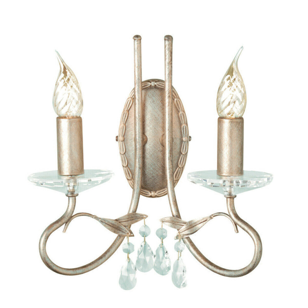 Loops Twin Wall Light Crystal Drops & Cut Glass Sconces Silver/Gold Finish Led E14 60W