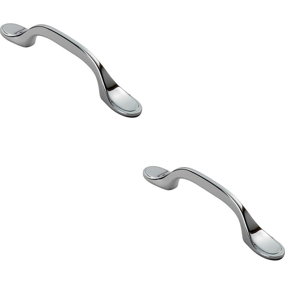 2x 128mm Shaker Style Cabinet Pull Handle 76mm Fixing Centres Polished Chrome