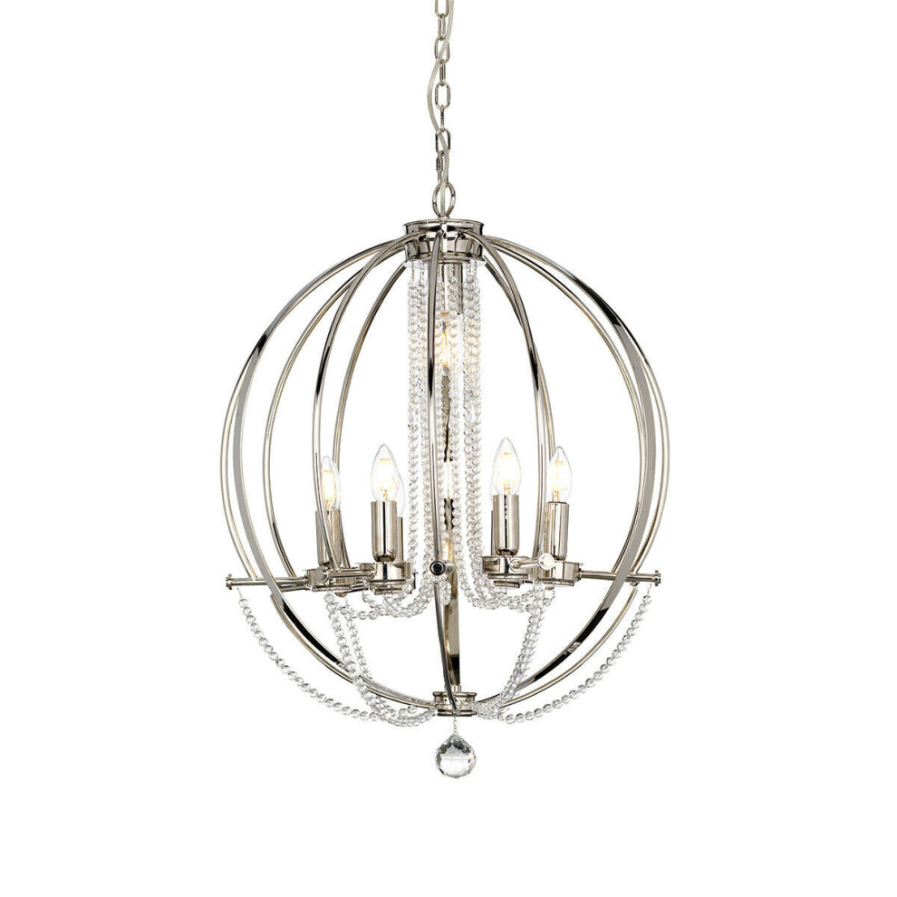 Loops 6 Bulb Chandelier Highly Polished Nickel Finish Plated Led E14 60W Light